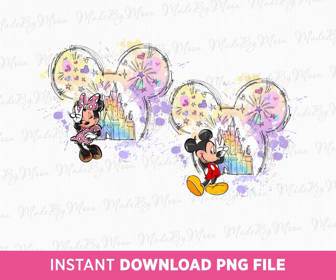 Aquarell Mickey and Friends Castle PNG, magische Reise (Instant ...