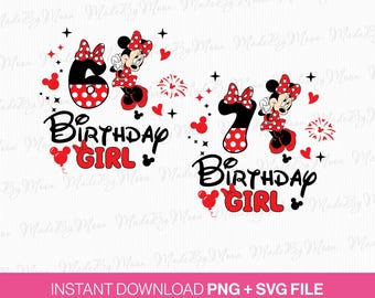 Cute Mouse Birthday Girl SVG, Family Birthday, PNG Files (Digital Download)