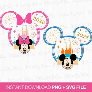 Mouse Couple Svg, Magical Kingdom Svg, 2025 Family Vacation Svg, Family Trip Svg, Stars and Fireworks Svg, Png Svg Files For Print