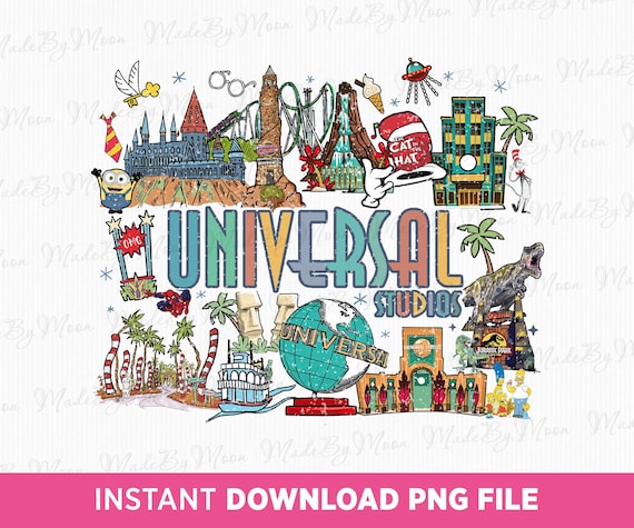 Universal Studios Family Vacation PNG, Cartoon Characters (Instant Download)
