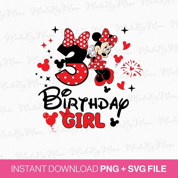 Mouse Birthday Girl 3rd Birthday SVG, Family Matching (PNG SVG)