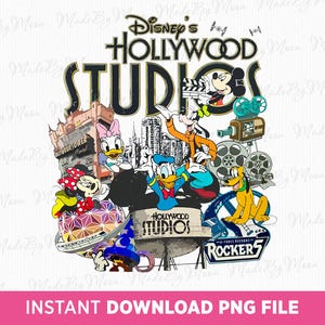 Hollywood Studios Png, Mouse and Friends Png, Retro Family Trip 2025 Png, Cartoon Characters Png, Vacay Mode, Png File For Sublimation