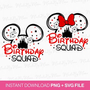 Birthday Squad Svg, Magical Kingdom Svg, Mouse Ear and Bow Svg, Stars Svg, Family Birthday Svg, Png Svg Files, Instant Download