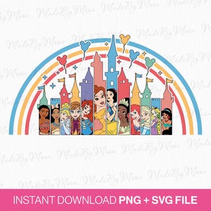 Princess Squad Svg, Magical Kingdom Svg, Mouse Ear Balloons Svg, Girls Trip Svg, Family Vacation Svg, Png Svg Files For Sublimation