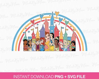 Princess Squad Svg, Magical Kingdom Svg, Mouse Ear Balloons Svg, Girls Trip Svg, Family Vacation Svg, Png Svg Files For Sublimation