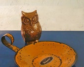 Vintage  Lava Glaze Candle Holder - Dish by Hanova - FALL CANDLELIGHT SALE