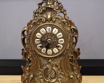 Vintage Louis XVI Rococo-style Mantel Clock With Hermle 130-070