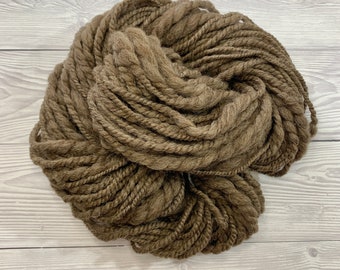 Handspun Yarn Natural Brown Corriedale Thick and Thin Bulky Yarns Undyed Natural Wool Knitting Weaving Crochet Fibre Arts Chunky