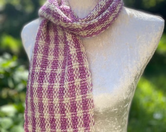 Handgeweven sjaal in handgesponnen Wensleydale-garen, cadeau voor haar, handgemaakt in Cornwall, Verenigd Koninkrijk