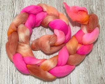Hand Dyed Merino Spinning Fibre 100g Cornish Thrift Combed Wool Tops, Dyed Roving