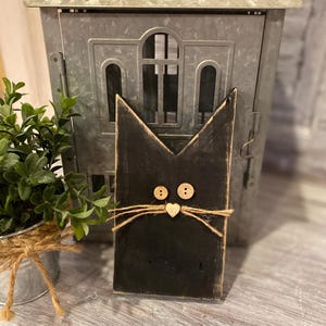 Primitive Wood |Halloween Decor |Black Cat |Shelf Sitter |Table Sitter | Oct. 31 | Fall Decor| Rustic | Handmade|Sold Individually