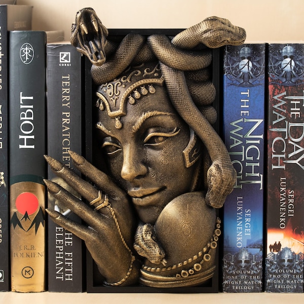 Medusa Book Nook, Fantasy Bookshelf Decor, Book Lover Gift