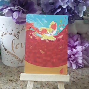 Acrylic painted Fennekin card