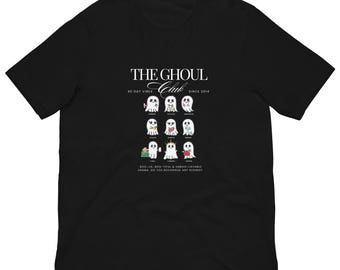 Camiseta unisex de Halloween 90 Day Ghouls Club, texto blanco, telerrealidad, Bella + Canvas, Halloween