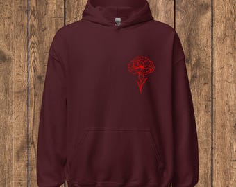 Hand-Drawn Birth Flower Hoodie - Personalised Floral Hoodie, Custom Botanical Gift for Him and Her, Minimalist Aesthetic Pullover