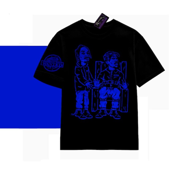 Air Jordan, Black air Jordan 1 Royal Blue og sneaker matchinig tshirt rapper 2pac vintage tee