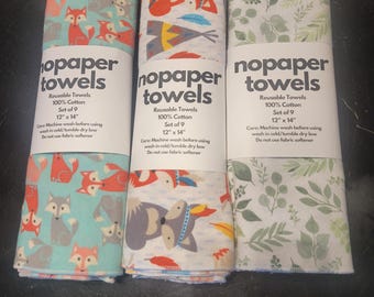 Reusable Flannel Paperless Towels: Eco-Friendly Set of 9