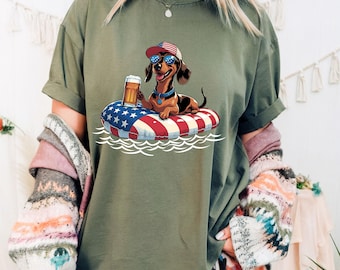 Funny 4th of July Comfort Colors® Shirt, Dachshund 4th Of July Shirt, 4th of July Dog Shirt, Dog Lover Shirt Patriotic Dog Gif Dachshund Tee