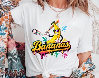 Funny Banana Drip Shirt, Savannah Baseball Tee Shirt, Game Day Gift for Banana Fans T-Shirt, Savannah Game Day Tee, Retro Bananas Kids Tee