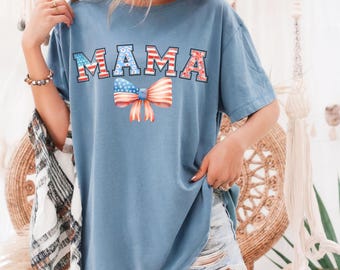 Amerikansk mamma-skjorta, Comfort Colors® Retro mamma-skjorta, 4 juli-skjorta, USA-mamma-skjorta, patriotisk mamma-skjorta, blommig mamma-skjorta, present till mamma