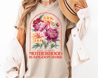 Motherhood Is Kingdom Work Shirt, Retro Bible Mom Tshirt, Mothers Day Sweatshirt, Christian Mom Gift, Religious Mom Tee, Mother Day Outfit