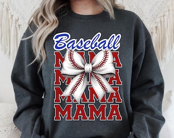 Baseball Mama Shirt, Baseball Mama Gift, Baseball Mother's Day Shirt, Baseball Coquette Bow Shirt, Baseball Game Day Sweatshirt Baseball Tee