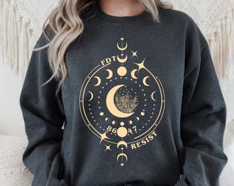 Subtle Anti Fascist FDT Celestial Moon Political Tee, 8647 Anti Trump Fascism Shirt, Pro Choice Feminist Democrat Activist Tee, Gift For Her