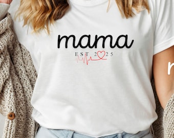 Mama Est Year Shirt, Mothers Day Gift For Mom, Custom Mama Shirt, Pregnancy Announcement, Unique Mom Gift, Mom Birthday Gift, Retro Mama Tee