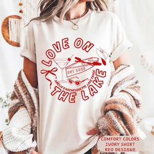 Love on the Lake Bachelorette Party Shirts, Camp Bride Comfort Colors Tees, Custom Martini Girl Trip Lake Bach Party, Camping Hiking Bride