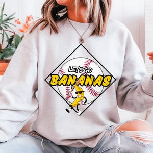 Let&#39;s Go Bananas Baseball Shirt, Funny Banana Playing Baseball Shirt, Cute Banana Sports Design, Funny Banana Shirt, Gift For a Baseball Fun