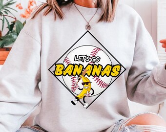 Lass uns gehen Bananen Baseball Shirt, lustige Banane, die Baseball Shirt spielt, niedliches Bananen Sport Design, lustiges Bananen Shirt, Geschenk für einen Baseball Spaß