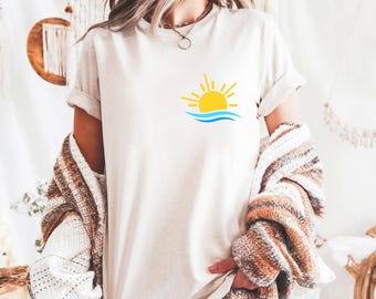 Comfort Colors Summer Shirt, Beach Shirts, Coastal Sunshine Shirt, Summer Vacation Tee, Retro Beach Graphic Shirt, Cute Women Shirt