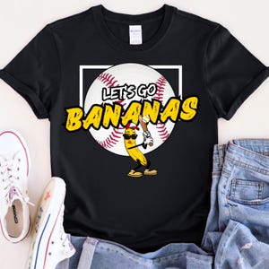 Let&#39;s Go Bananas Baseball Shirt, Funny Banana Playing Baseball Shirt, Cute Banana Sports Design, Funny Banana Shirt, Gift For a Baseball Fun