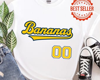Custom Baseball Shirt, Funny Bananas In Varsity Font Tee, Let's Go Bananas Sweatshirt for Baseball Fans, Gift For Savannah Baseball Fan