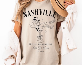 Benutzerdefinierte Nashville Bachelorette Shirts, personalisierte Mädchen Trip Shirt, Social Club Shirt, Nashville Bach Party, benutzerdefinierte Lage, Cocktail Club