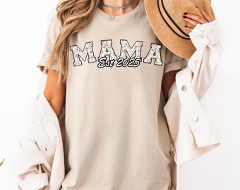 Mama Est Year Shirt, Mothers Day Gift For Mom, Custom Mama Shirt, Pregnancy Announcement, Unique Mom Gift, Mom Birthday Gift, Retro Mama Tee