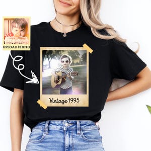 Kundenspezifisches Vintage Foto und Jahr Personalisiertes Geschenk zum 30. Geburtstag Kundenspezifisches Hemd mit Bild Vintage 30. Geburtstagsfeier Vintage Est 1995 Hemd