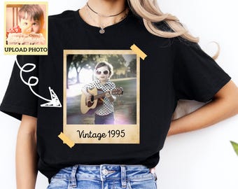 Kundenspezifisches Vintage Foto und Jahr Personalisiertes Geschenk zum 30. Geburtstag Kundenspezifisches Hemd mit Bild Vintage 30. Geburtstagsfeier Vintage Est 1995 Hemd
