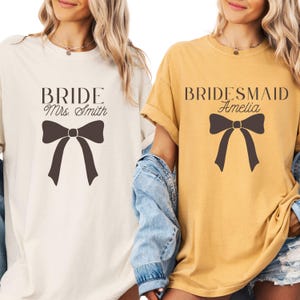 Custom Bride Bridesmaid Shirt, Comfort Colors, Bridal Party Gift, Wedding Day Getting Ready, Trendy Bachelorette Merch, Group Matching Tee