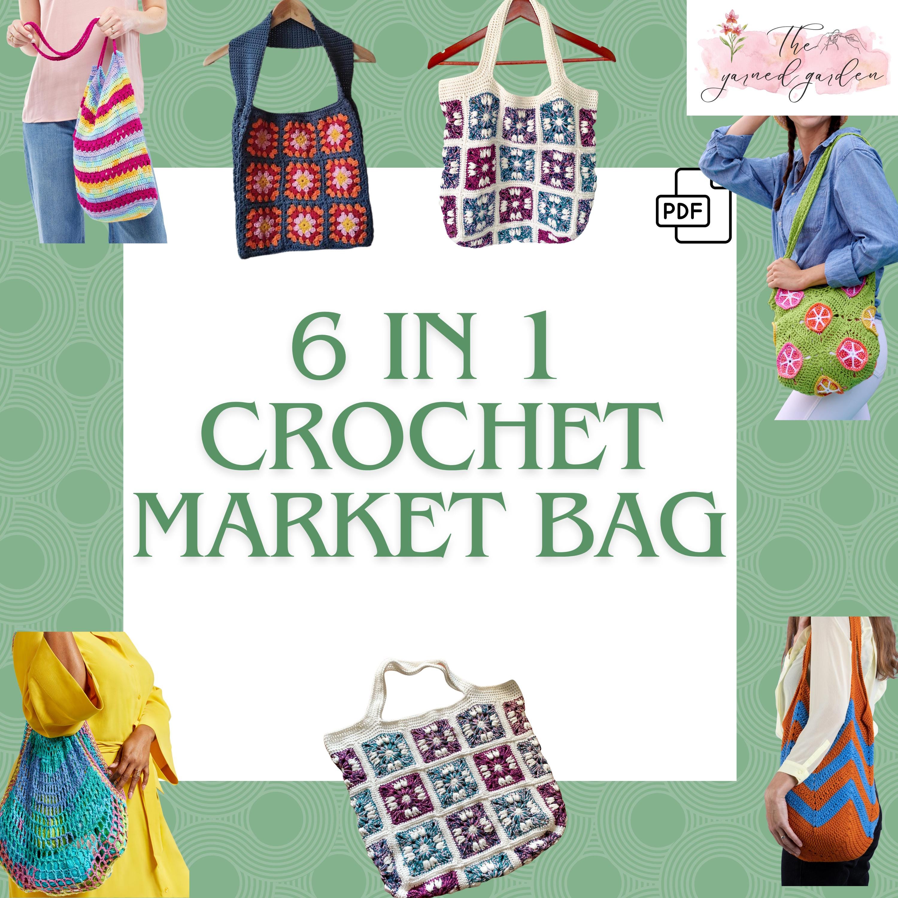 Bundle Crochet Market Bag Patterns, Crochet Mesh Bag Pattern, Crochet ...