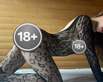 Body in pizzo a maniche lunghe nero, body in rete trasparente con motivo leopardato
