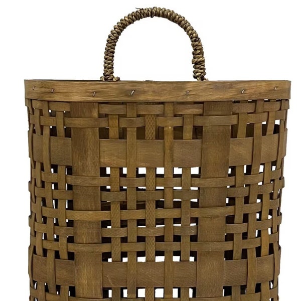 11” Rustic Farmhouse Woven Bamboo Wall Basket Chipwood Door Basket
