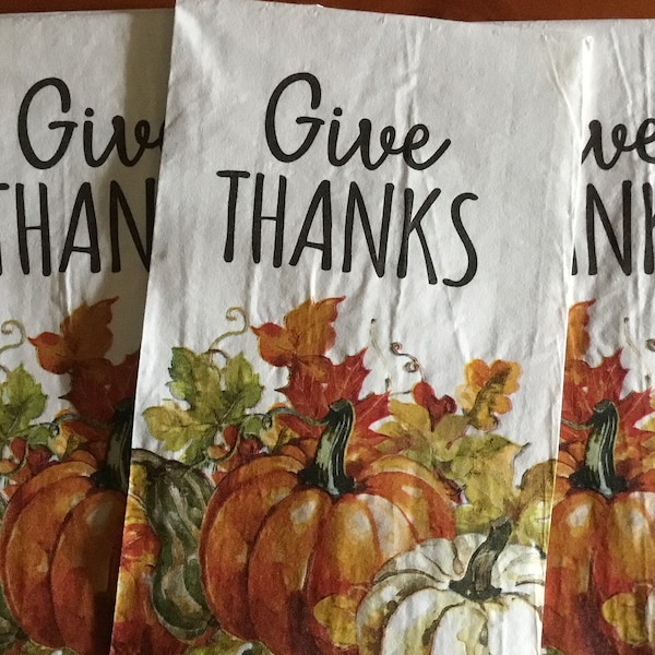 3 Thanksgiving give thanks pumpkin decoupage napkins