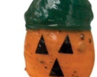 Grubby Primitive Pumpkin Bulb Halloween Jack O Lantern Light Bulb 3 Watt