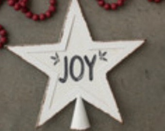 Lg. 10” Christmas Metal Star Tree Topper Joy Christmas Tree Topper