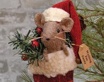 Primitive Mitten Mouse Doll Christmas Mouse In Mitten