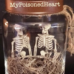 Light up Halloween Jar Of Skeletons Wedding Skeletons Bride Groom image 1