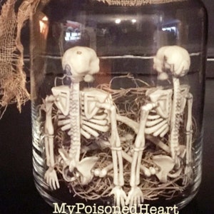 Light up Halloween Jar Of Skeletons Wedding Skeletons Bride Groom image 2