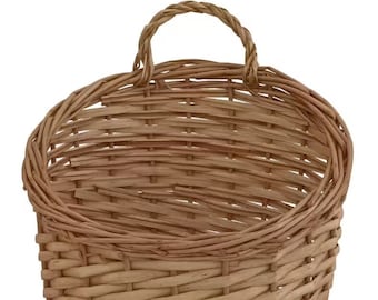 Lg. 9” Rustic Farmhouse Willow Vine Wall Basket Door Basket Flower Basket