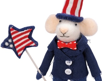 Uncle Sam Mouse Ornament Independence Day July 4th Americana Mouse